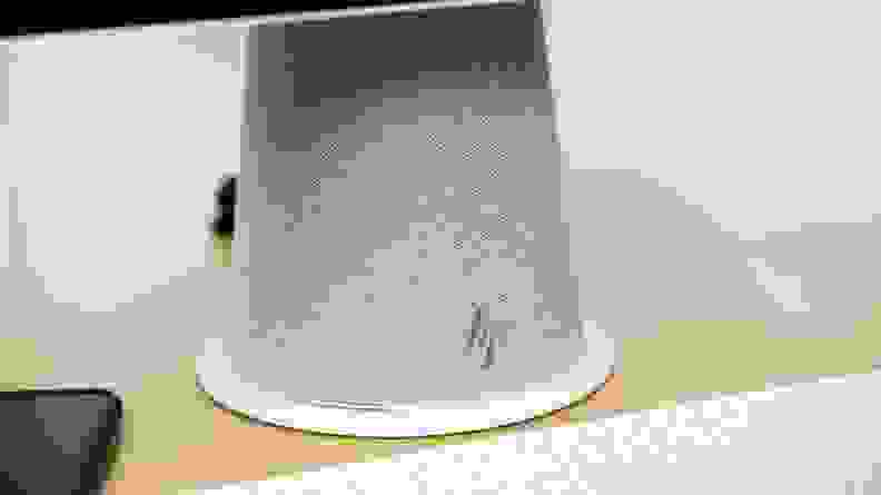 A Closeup of the computer's cone base, which is also a speaker