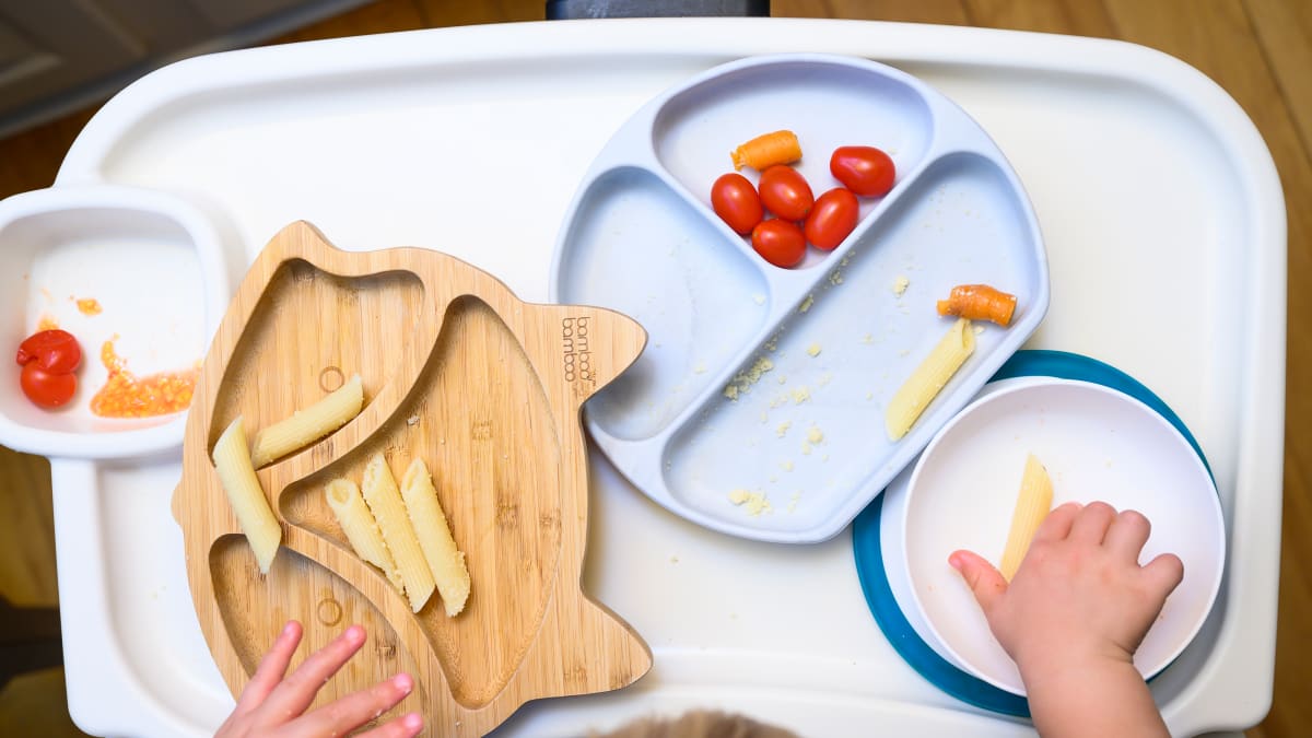 Cherry Natural Bamboo bamboo bamboo Baby Toddler Divider Taste Plate Suction Stay Put Feeding Plate