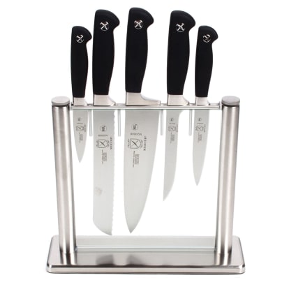 Product Image - Mercer Culinary Genesis 6-Piece Forged Knife Block Set, Tempered Glass Block
