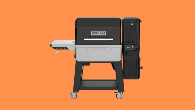 Gravity Series® XT Digital Charcoal Grill and Smoker against an orange background.