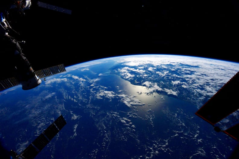 ISS Sunglint Reflected Off Atlantic