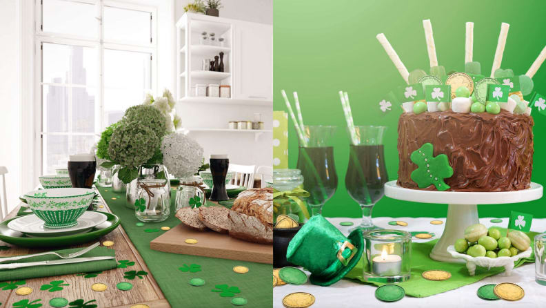 Sweet treats on kitchen table for St. Patrick's Day.