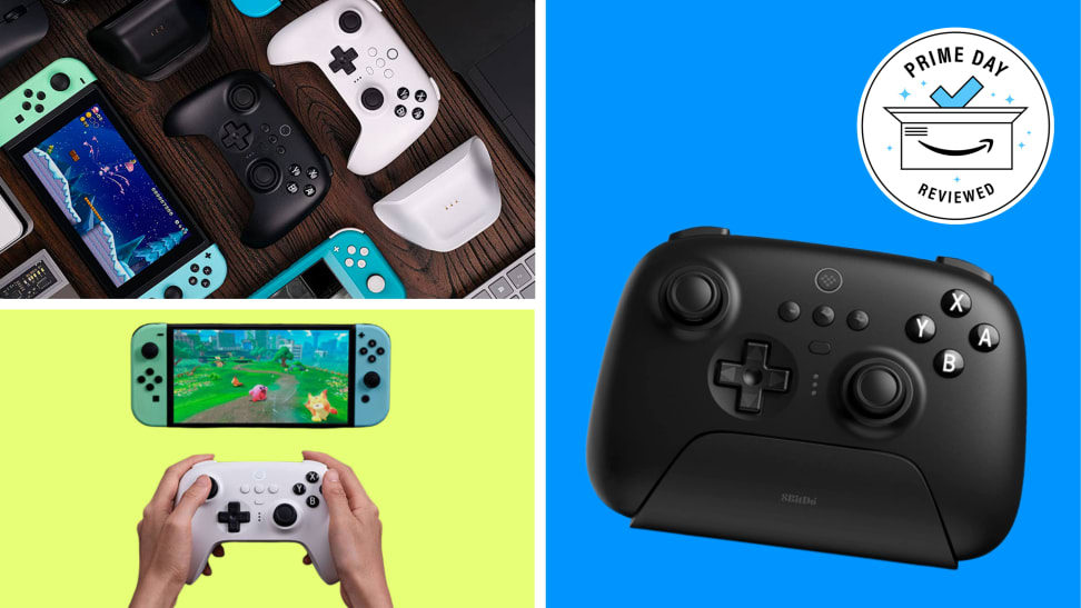 A collage of the 8Bitdo Ultimate Bluetooth controller.