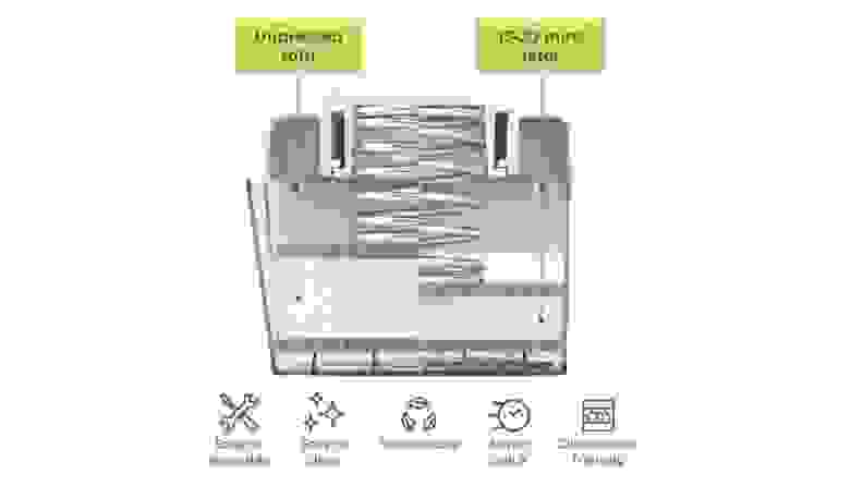 A two-part, before-and-after diagram shows how the spring-loaded TofuBud presses down on tofu as you secure the lid.