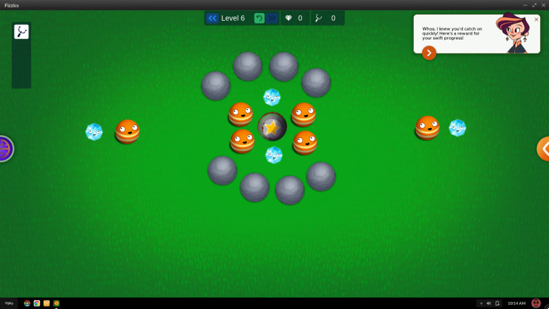 Fizzics is a fun Hack game requiring you to use a slingshot to launch a ball around obstacles, collect gems, and hit the target.