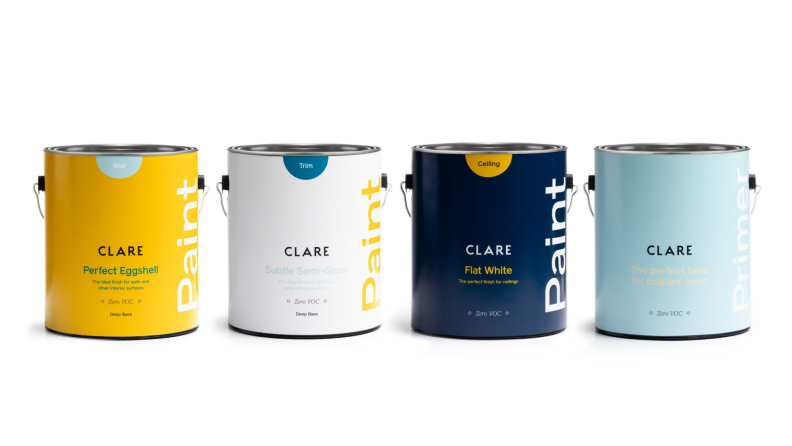 Four different types of Clare paint cans