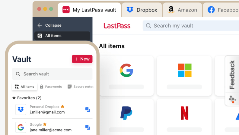 A screen shot of using the LastPass password app