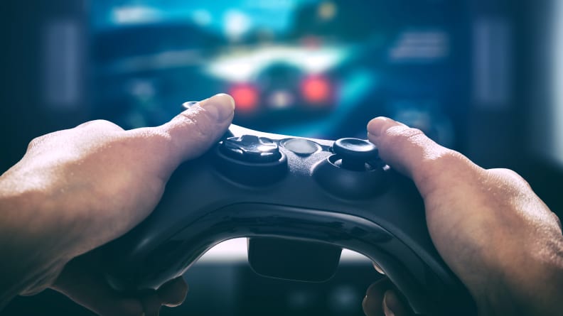 A gamer playing video games