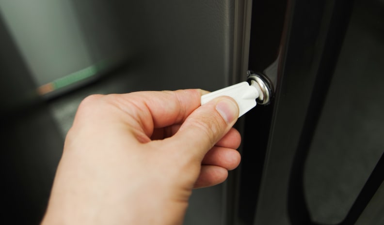 Even fancy freezers like the Frigidaire FFU17F2PT can make use of a door lock.