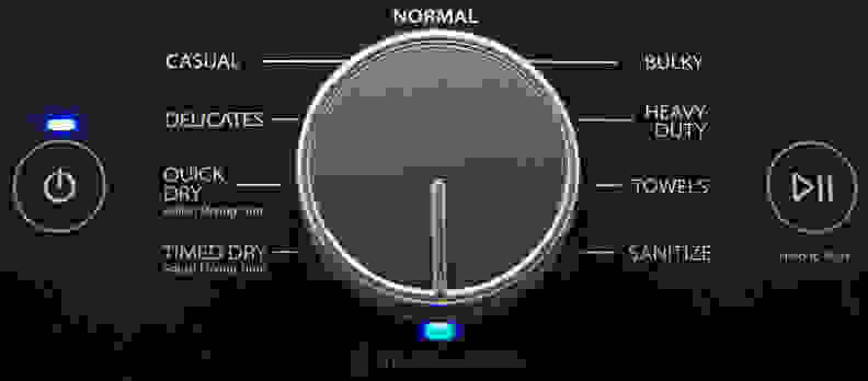 The Whirlpool Duet WED97HEDBD's cycle selection is more than adequate, but not quite as extensive as you'd expect for a dryer that costs over $1,000.