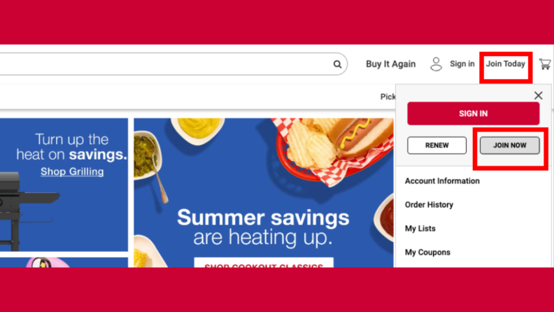 Screenshot of the BJ’s Wholesale Club website homepage highlighting multiple "Join Now" membership sign-up options.