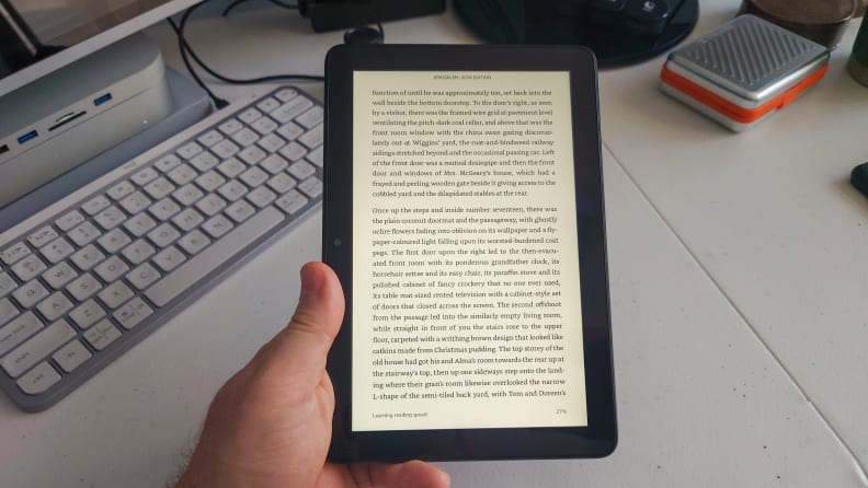 The text of an e-book displayed on a Kindle Fire HD 8 tablet.