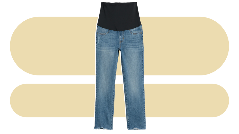 Product shot of the Stitch Fix Just USA Maternity Frayed Hem Straight Leg Jean.