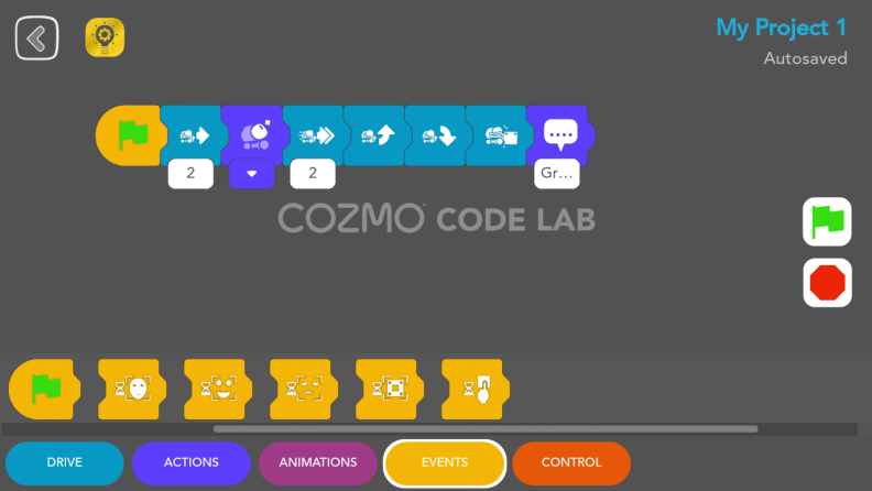 Code Lab in the Cozmo app