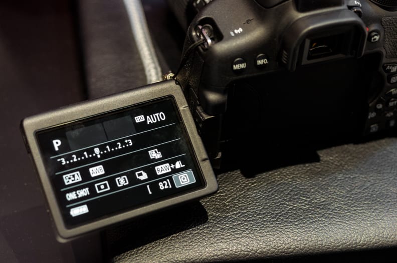 The T6i's variangle screen makes video shooting a snap.