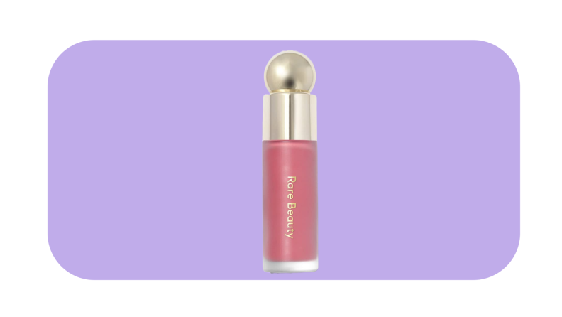 Rare Beauty Soft Pinch Liquid Blush against a dark purple background.