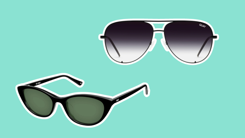 The Ella Pair Eye Wear sunglasses on a green background.