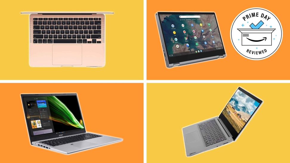 Apple, Acer, and Lenovo laptops.