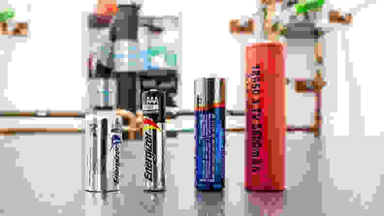 Portable flashlights use a variety of different batteries, including CR123A, AAA, AA, and 18650 types.
