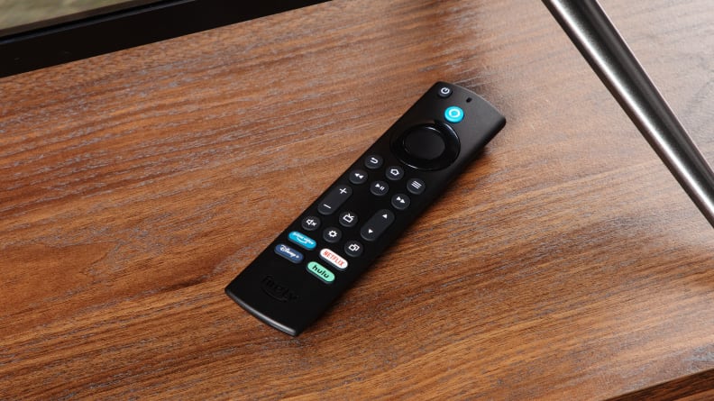 A closeup of the Amazon Fire TV Omni's remote.