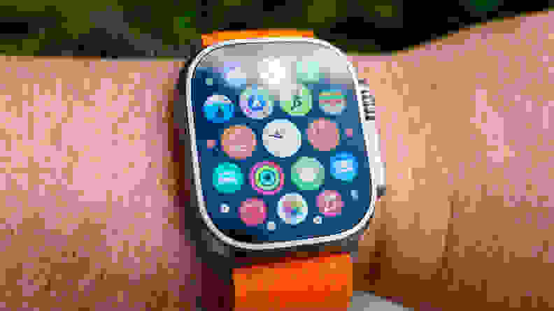 The Apple Watch Ultra with all of its installed apps on display.