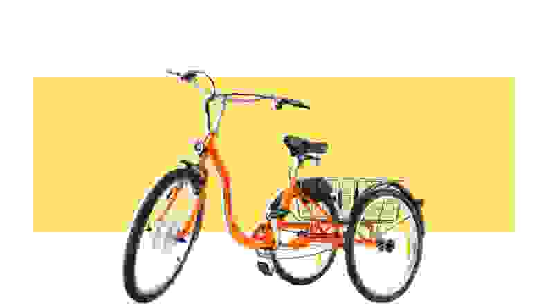 A e-bike on a yellow background.