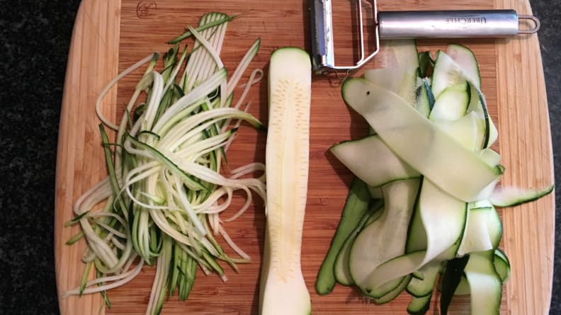 zoodles made with a vegetable peeler
