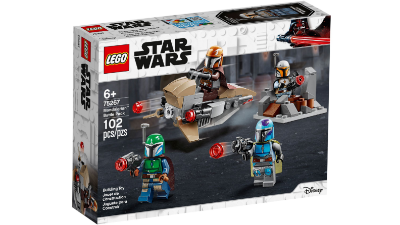 An image of a LEGO Star Wars set featuring several Mandalorian minifigures.