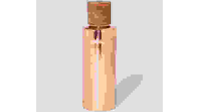 A rose gold cocktail shaker