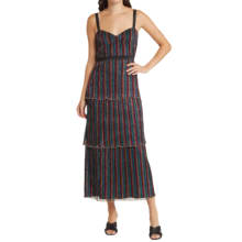 Product image of Saylor Aviva Metallic Stripe Tiered Midi Dress
