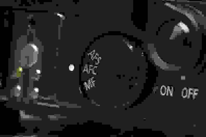 A photo of the Panasonic Lumix GM5's focus mode dial.