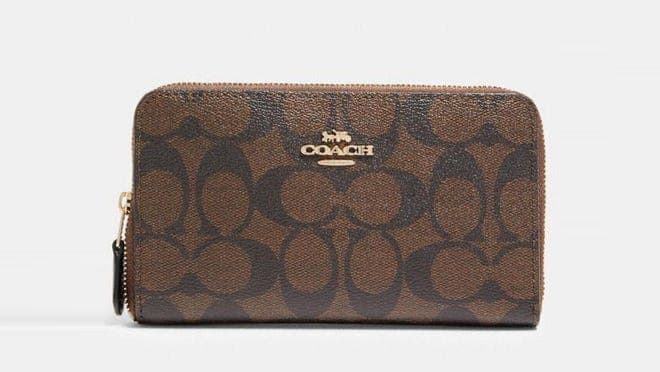 A brown Coach wallet.