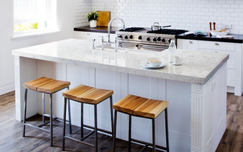 Silestone Lyra, not marble, in a kitchen