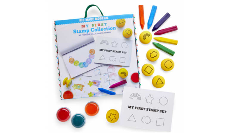 A set of toddler stamps and crayons