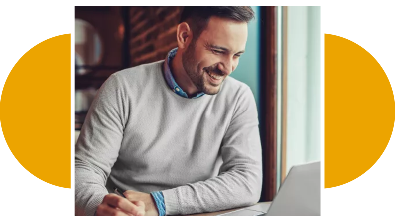 A man looking at a laptop.