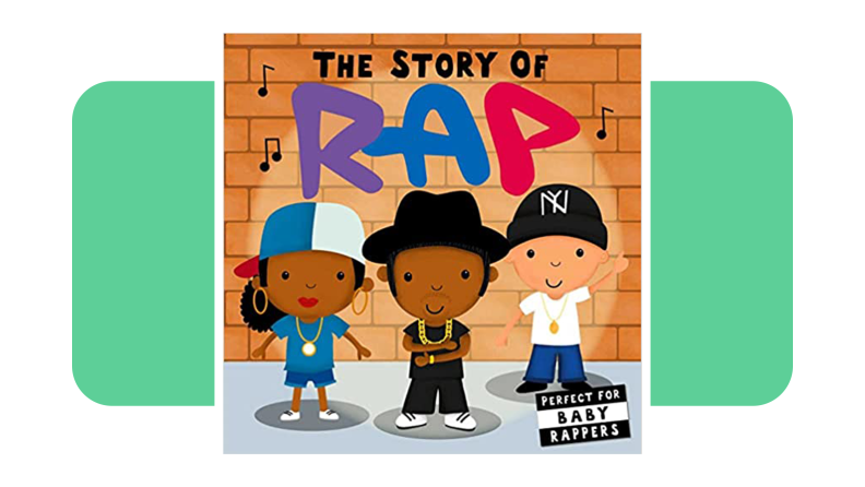 Cover from the book Story of Rap showing off illustrations of three famous rappers.