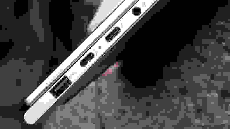Lenovo Yoga 9i ports viewed from left side