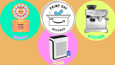 Colorful collage of top Prime Day 2025 deals in beauty, home, and kitchen categories.
