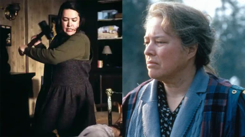 Kathy Bates appearing in "Misery," and Kathy Bates appearing in "Dolores Claiborne," two of the best thrillers streaming now.
