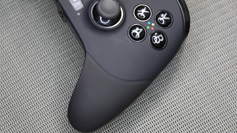 Stylish close-up of the PowerA Fusion Pro 3 Wired Controller focusing on the A, B, X, and Y buttons.