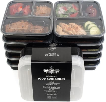 Product Image - California Home Goods 3-Compartment Reusable Food Storage (10-Pack)