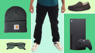 Carhartt beanie, Ray-Ban Wayfarer sunglasses, Premium Denims by Perfect Jeans, Ugg Ascot slippers, Xbox Series X