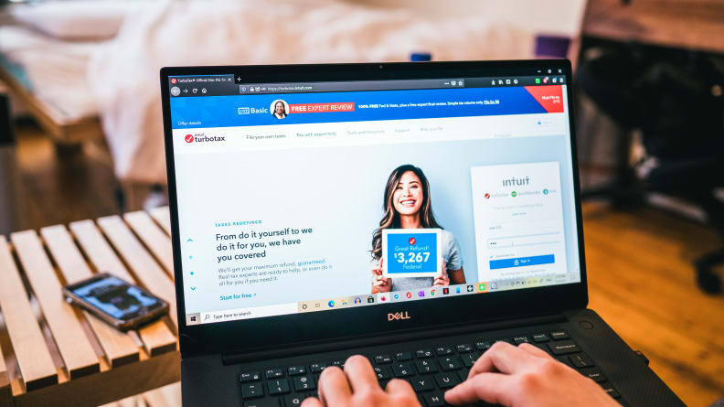 Person visiting TurboTax website on laptop