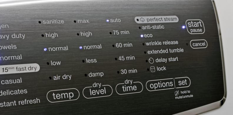 Dryer control panel