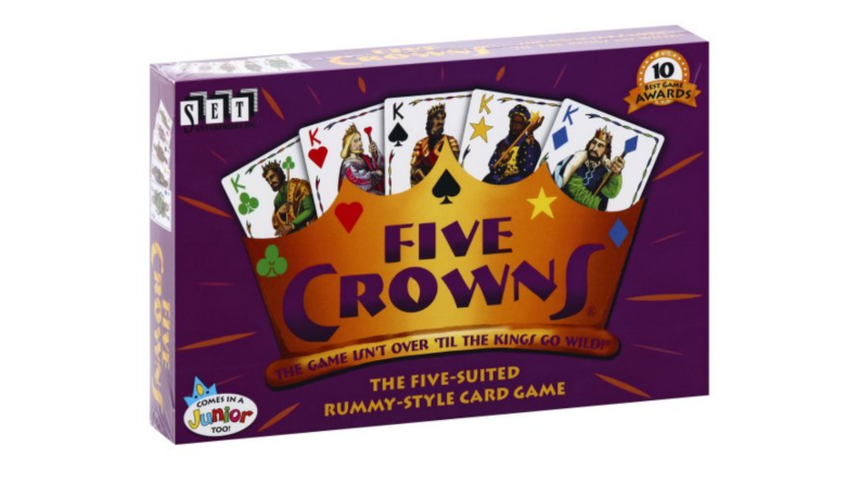 An image of the box for the card game Five Crowns.