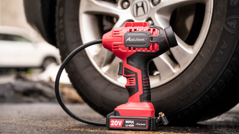 Avid Power Cordless Tire Inflator Kit Bundle with One Extra Battery