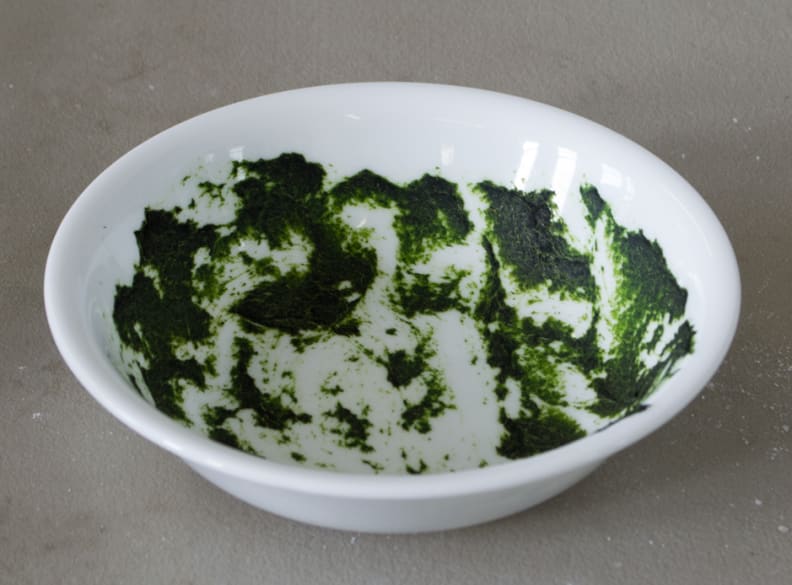 Baked-on spinach is one of the toughest stains we challenge each dishwasher to clean.