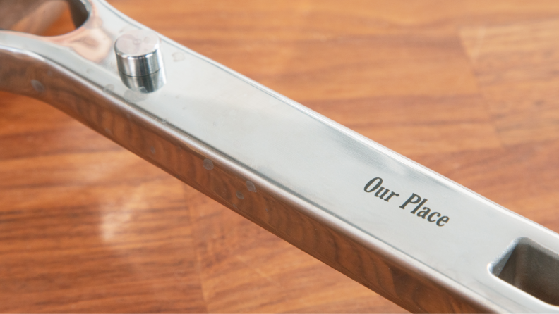 Close up view of the pure titanium handle on the Always Pan Pro.