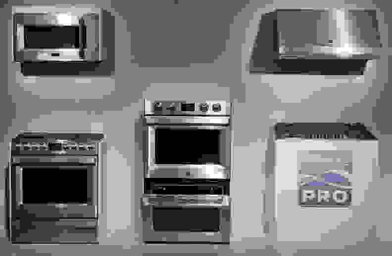 Kenmore pro microwave, wall oven, range, cooktop, range hood