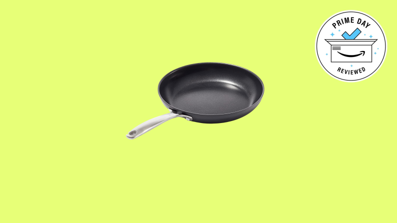 The OXO Non-Stick Fry Pan against a yellow background.